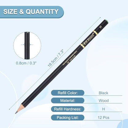 PATIKIL 12Pcs Drawing Pencils for Sketching, H Refill Sketch Pencils for Drawing, Graphite Art Pencil Set Professional Resistant Lead for Painting Shading Artist Office Supplies - size: H