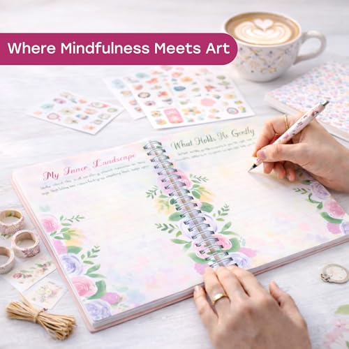 Unwynd Floral Chapter Journal Scrapbooking Starter Kit for Women Adult Teen | Junk Scrapbook Supplies - Washi Tape, Stickers, Paper, Bullet Art, DIY Journaling Scrapbooks Set - Calligraphy & Sumi Brushes