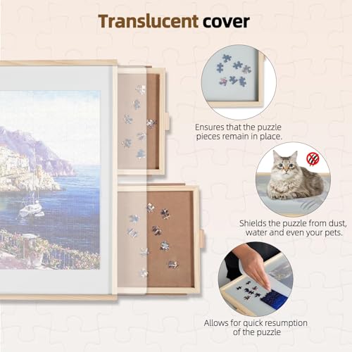 ALL4JIG 2000 Pieces 2-in-1 Tilting&Rotating Puzzle Board for Adults,Wooden Jigsaw Puzzle Table with 4 Drawers, 28.5 "x40.16 Portable Board with Lazy Susan and Cover,with a Tabletop Easel-Style Tilt - size: Large-2000pcs