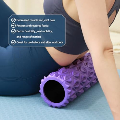 Foam Roller, 15 inch High Density Massage Roller for Exercise - color: Purple