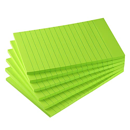 Early Buy Lined Sticky Notes, 4x6 in, 6 Pad, 45 Sheets/Pad (Green) - color: Green