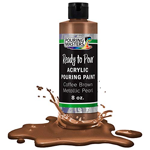 Pouring Masters Coffee Brown Metallic Pearl Ready to Pour Acrylic Pouring Paint - Premium 8-Ounce Pre-Mixed Fluid Acrylic Paint - Fluid Art Supplies for Canvas, Wood, Paper, Tile & Rocks | Ready to Pour, Premium Pre-Mixed Fluid Acrylic Paint - Fluid Art S