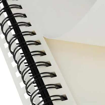 Creative Mark Double Wire Spiral Bound Field Sketch Book [160 Pages - 9 x 12], Black Embossed Leatherette Journal, Light Cream Acid-Free Paper, Perfect for Dry Media and Drawing - size: 9 x 12" - Single