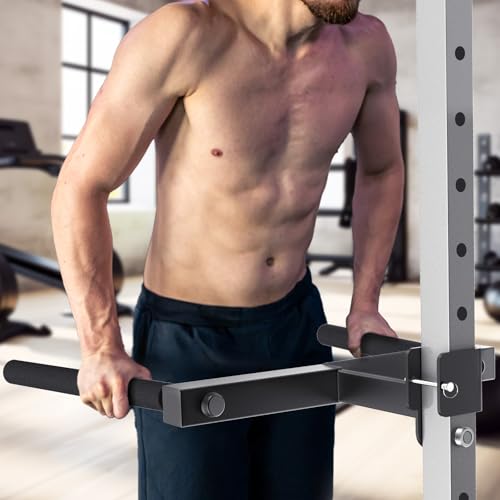 SELEWARE Squat Rack Attachment for Power Cage with 5/8" or 1" Holes - color: A: Dip Bar Attachment(3x3 Rack, 5/8 & 1" hole)