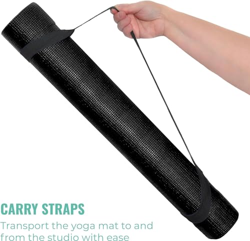 Bulk Yoga Mats, 12 Pack, With Strap, 68x24in, 4mm | Bulk Non Slip Exercise Mats for Workout, Stretching, Fitness - Wholesale Non Toxic Gym Mats for Home, Schools and Studios - color: Gray