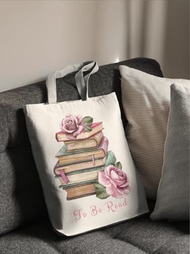 Aesthetic Canvas Tote Bag for Women with Inner Pocket - color: Read-rose