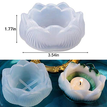 3 Pcs Lotus Resin Molds, AIFUDA Resin Silicone Casting Molds Making DIY Trinket Dish, Storage Container, Candle Holder, Jewelry&Plant Pot