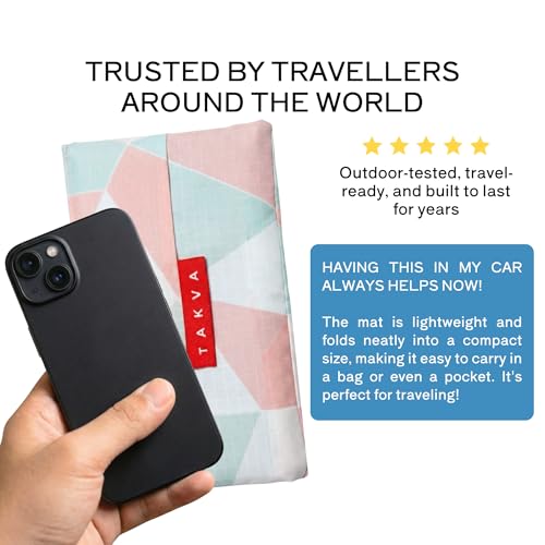 TAKVA The Pocket Sejadah™ | Portable Foldable Travel Prayer Mat, Waterproof, Ramadan/Eid Gift, Perfect Muslim Gift, Pocket Size (Design in Japan, Made in Turkey) - color: Pink