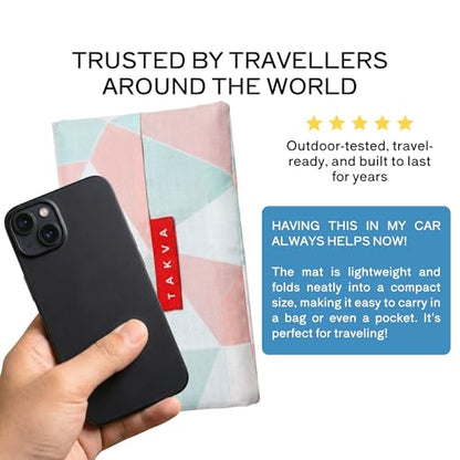 TAKVA The Pocket Sejadah™ | Portable Foldable Travel Prayer Mat, Waterproof, Ramadan/Eid Gift, Perfect Muslim Gift, Pocket Size (Design in Japan, Made in Turkey) - color: Pink