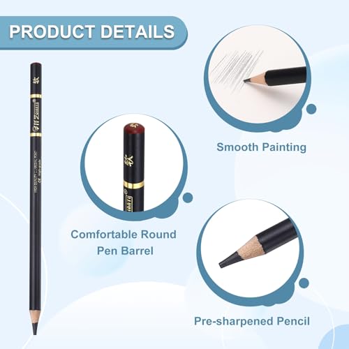 PATIKIL 12Pcs Drawing Pencils for Sketching, Soft Refill Sketch Pencils for Drawing, Graphite Art Pencil Set Professional Resistant Lead for Painting Shading Artist Office Supplies - size: Soft