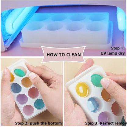 BIGEBO Silicone Palette with Lid, Non-Stick Silicone Paint Palette Resin Color Mixing Box for UV Resin Accessories Tools