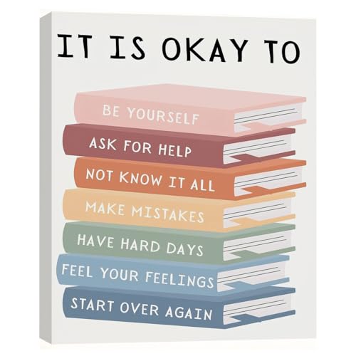 Balsuka It Is Okay To Poster Mental Health Inspirational Wall Art Motivational Positive Affirmations Canvas Print Encourage Educational Wall Decor for Office Classroom 8x10inch Wrap-around Frame - color: style-1 Wrap-around Frame, size: 8"L x 10"W