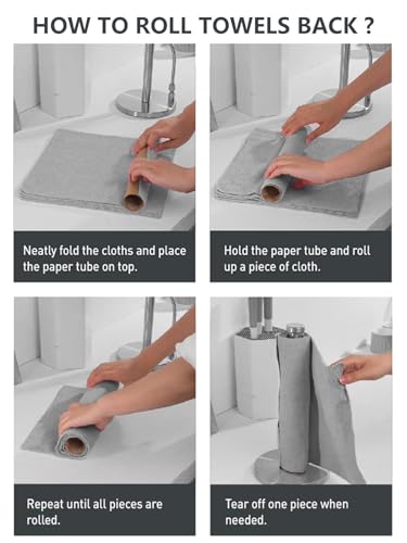 Fantasticlean Microfiber Cleaning Cloth Roll- 40 Sheets, 12" x 12" (Grey) - color: Grey, size: 40 pack