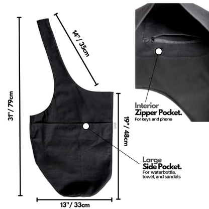 Yogiii Yoga Mat Bag | The ORIGINAL YogiiiTote | Yoga Mat Carrier Tote Sling w/Large Side Pocket & Zipper Pocket | Fits Most Size Mats - color: Obsidian Black