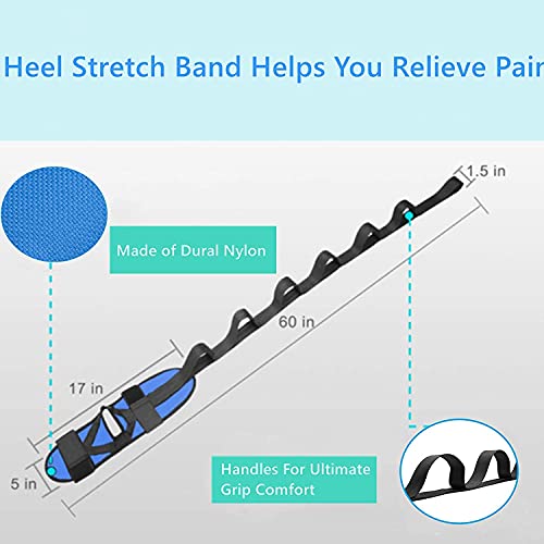 Foot and Calf Stretcher for Plantar Fasciitis, Leg Stretch Band，Improve Leg Stretching，Premium Physiotherapy Stretching Strap Improves Strength and Relief to Heel Spurs, Calf, Thigh and Hip - color: Blue