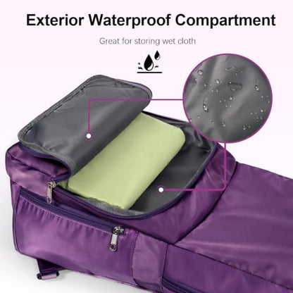 Yoga Mat Bag Carrier with Mesh & Zipper Pockets - color: Dark Purple