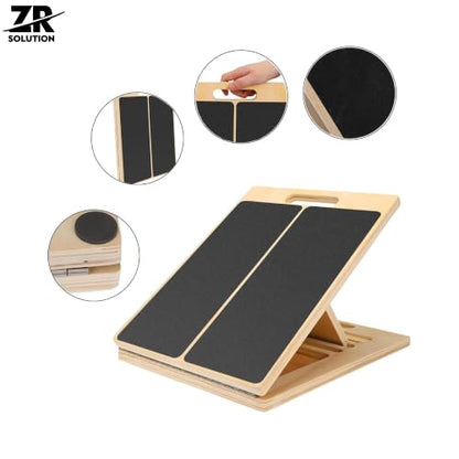 Slant Board for Calf Stretching Portable Wooden Slant Board 5 Angles Adjustable Incline Board Non-Slip Incline Wedge Stretcher Squats Physical Therapy Foot Leg Knees Toes Heel Ankle Mobility Training