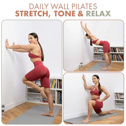 Wall Pilates Workout Cards for Women - 76 Large Exercise Cards - Pilates Bar & Resistance Bands Companion with Step-by-Step Instructions - Beginner Friendly Home Gym
