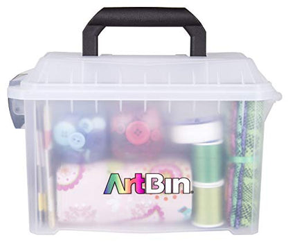 ArtBin 6815AG Mini Sidekick Carrying Case, Portable Art & Craft Organizer with Handle, [1] Plastic Storage Case, Clear - size: Mini