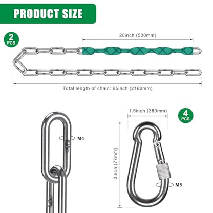 SELEWARE 2 Pcs 85" Heavy Duty Swing Chains Stainless Steel Hanging Chains - color: Green, size: 85" (2 Pcs)