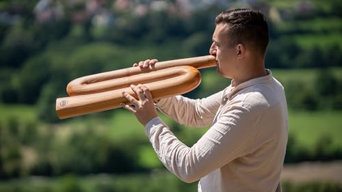 Z-shaped Professional Didgeridoo for Meditation, Sound Healing Therapy, Yoga and Circular Breathing — NOT MADE IN CHINA — Mahogany Wood, 2-YEAR WARRANTY - style: Z-shape, note C