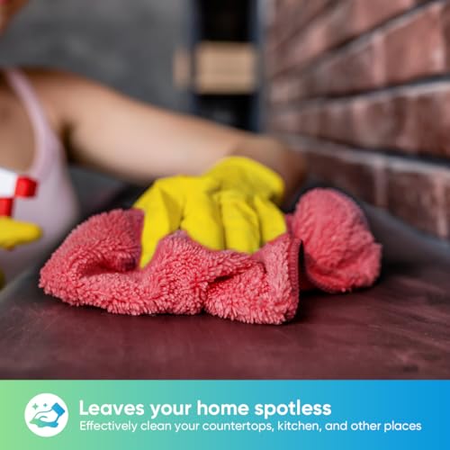 HOMEXCEL Red Microfiber Cleaning Cloth, Microfiber Towels for Car, 12 Pack | Lint Free Cleaning Rags for Household, Kitchen, Car Wash Towels for Detailing Drying, Scratch-Free, 11.5"X 11.5" - color: Red