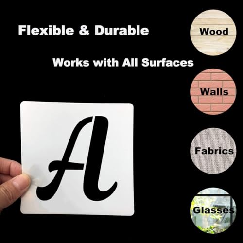 4 Inch Letter Stencils for Painting - 70 Pack Alphabet Letter and Number Stencil Templates with Signs for Painting, Reusable Cursive Alphabet Stencils for Chalkboard Wood Crafts & Wall Decor - size: 4 Inch