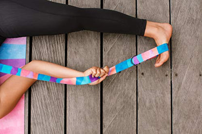 yogadesignlab | The Yoga Strap | Luxurious, Extra Long, Super Soft, Eco Printed | Studio Quality, Adjustable | Safely Stretch Further and Hold Longer | 8 ft Long - color: Mexicana, size: 240cm