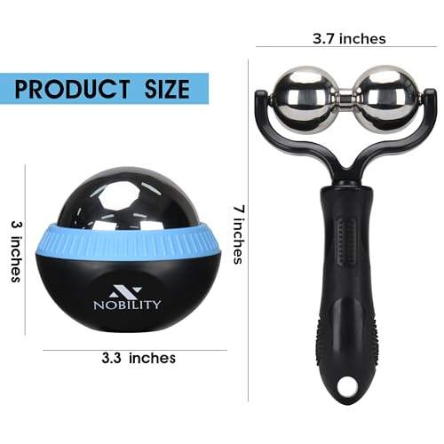 Nobility Massage Ball Roller– Ice Cold and Hot for Deep Tissue and Sore Muscle Relief of Stiffness and Stress, Body, Neck, Back, Foot, Plantar Double Black - color: Black