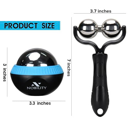 Nobility Massage Ball Roller– Ice Cold and Hot for Deep Tissue and Sore Muscle Relief of Stiffness and Stress, Body, Neck, Back, Foot, Plantar Double Black - color: Black