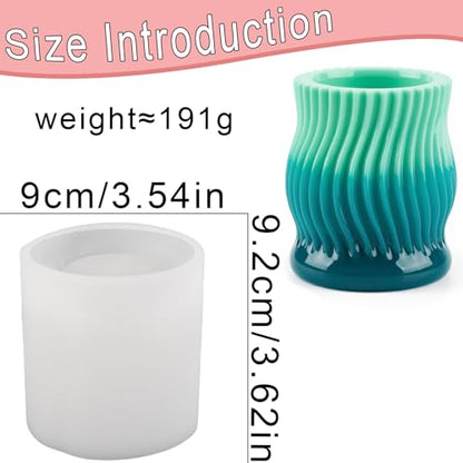 Cylinder Resin Jar Mold 3D Wave Pattern Storage Box Silicone Mold | Cylinder Tray Silicone Mold for Resin, DIY Jewelry Holder, Trinket Container Box, Candle Holder, Succulent Pot, DIY Art Craft - color: Cylinder Resin Molds