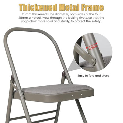 INNOLIFE Modern Minimalist Yoga Chair, Foldable & Space-Saving, 300 lbs Capacity, Grey - color: Grey