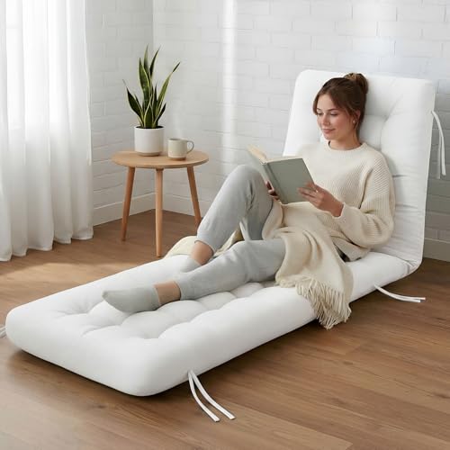 Vercraft Long Floor Cushion Large Floor Cushion with Brushed Cotton 74.8 x 27.5 x 3.15 in Jumbo Lounger Pillow for Outdoor Indoor Bay Window Meditation Yoga Reading Sleeping(1 Pc,White) - color: White