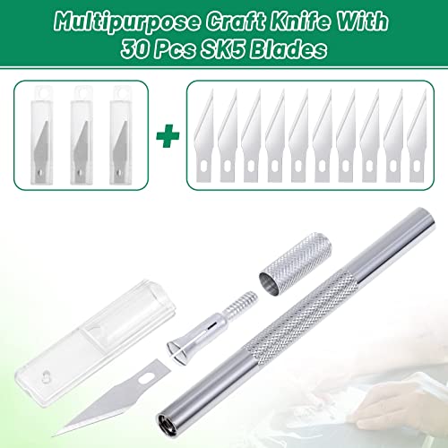 Anezus Exacto Knife with Hobby Mat for Crafts, Self Healing Cutting Mat Hobby Knife with 30 PCS Exacto Blades Precision Knife for Art and Crafts Paper Scrapbooking Stencil (Black) - color: C. Black