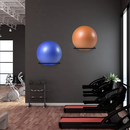 Large Stability Ball Wall Rack - Yoga Ball Storage Rack for Studio, Gym or Home (1 Black)