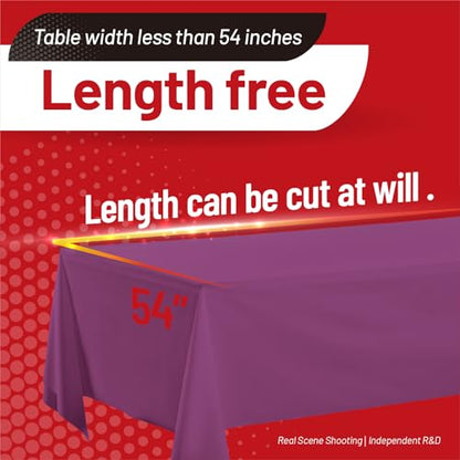 Plastic Table Cover Roll, 310 Ft X 54 In Plastic Table Cloth Disposable | Purple Plastic Tablecloth Roll with Cutter PEVA Disposable Tablecloth for Birthday, Graduation Party, Bridal Shower, Wedding - color: Purple, size: 3720" x 54" (Rectangular)