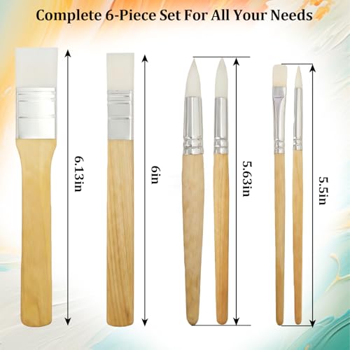 6 Pack Nylon Stencil Brushes Set, Wood Handle for Stenciling, Watercolor & Acrylic Paint 6 Sizes for Fabric, Canvas, Detail Work & DIY Crafts - color: Nylon Brushes