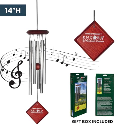 Woodstock Chimes Encore Collection, Chimes of Mercury, 14'' Silver Mercury Wind Chimes for Outdoor, Patio, Home or Garden Décor (DCS14)