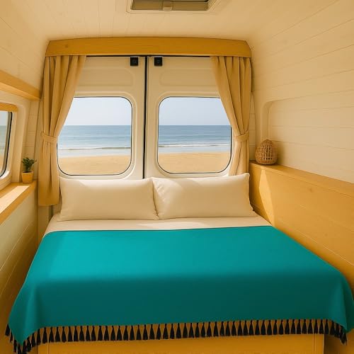 Open Road Goods Solid Color Mexican Yoga Blanket – Large Handwoven Throw for Yoga, Beach, Camping or Home – Soft and Durable Cotton Blend - color: Turquoise, Green