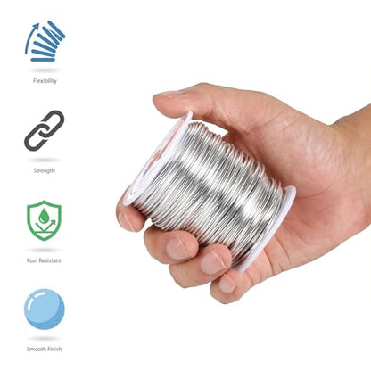 Aluminum Craft Wire 16 Gauge(1.5 mm)–164 FT(50 M)+18 Gauge (1.0 mm) 32.8FT (10 M) KSVZS Anodized Aluminum Wire,Flexible Metal Wire for Crafts,Sculpting,Jewelry Making,Armature and DIY Crafts(Silver) - size: 16 Gauge
