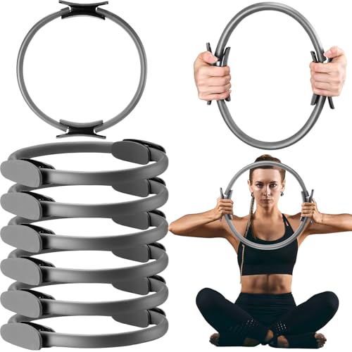 Syhood Pilates Ring 11. 81 Inch Pilates Circle Yoga Ring Magic Lightweight Flexible Workout Equipment for Fitness Physical Therapy Resistance Exercise Arms Legs - color: Grey