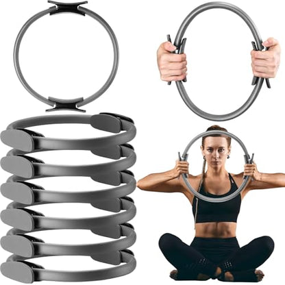 Syhood Pilates Ring 11. 81 Inch Pilates Circle Yoga Ring Magic Lightweight Flexible Workout Equipment for Fitness Physical Therapy Resistance Exercise Arms Legs - color: Grey
