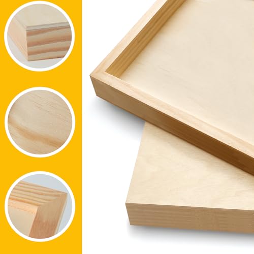 2 Pack 18x18 Gallery Unfinished Wooden Canvas Panels | Birch Wood Panels Kit, 1 1/2" Deep Art Cradle Boards for Acrylic Painting, Pouring and Burning - size: 18*18 2 Pack