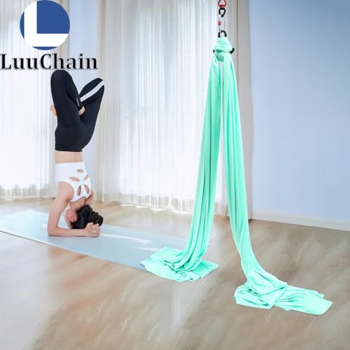 Aerial Silks Equipment for Aerial Yoga Aerial Dance Acrobatic Circus Arts Soft Durable Yoga Hammock Aerial Rig for All Skill Levels Load Capacity 440LB Black - color: Green-19.7*8.53FT