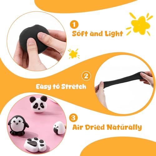 VioraWhite 72 Pcs 38oz Air Dry Clay Bulk Modeling Clay,Black | Ultra Lightweight Foam Modeling Clay for Kids Adults, DIY Gifts Party Arts Crafts, School Project Supplies - color: Black