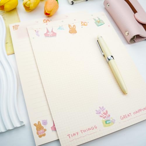 40/60 Sheets watercolor cute writing paper B5 size letter printer paper 120gsm decorative scrapbooking colored antique vintage flowers animal design Double-Sided stationery (Rabbits Daily) - color: Rabbits Daily