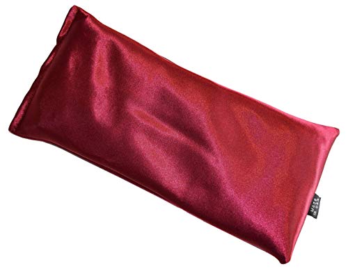 Lavender Eye Pillow - Hot or Cold Weighted Satin Eye Mask perfect for Sleeping, Yoga, Meditation - Gifts for Women, Birthday, Teachers - Natural Herbal Relaxation (Ruby) - color: Ruby Stickerless