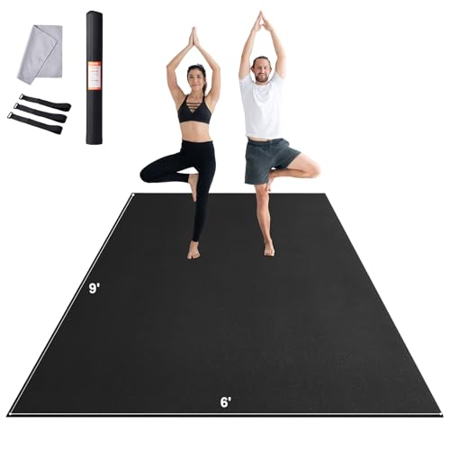 VEVOR Large Exercise Mat, 12'x6'/10'x6'/9'x6'/8'x6'/8'x5'/7'x5'/6'x4' (7mm) Extra Thick, Non Slip High Density Premium Workout Mat, Exercise Yoga Mat for Men & Women, Fitness & Exercise Mat with Bag & Carry Strap, for All Types of Home Yoga, Pilate & Floo