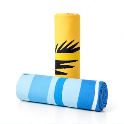 Eunzel 2 Pack Microfiber Beach Towel, Quick Dry Travel Towel Large Sand Free Towel for Beach, Camping, Swim Pool, Gym, Sports& Yoga 71"x32", Golden Coast/Azure Tide Set - color: Golden Coast & Azure Tide Set