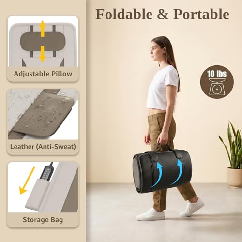 YENING Full Body Massage Mat with Airbags, Air Compression Stretching Mat with Heat for Bed Floor, Neck Lumbar Traction Pad for Pain Relief, Foldable Massage Mattress Topper, 5'1"-6'0"